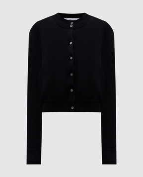 Rokh Black double-layered cardigan made of merino wool R3CA97