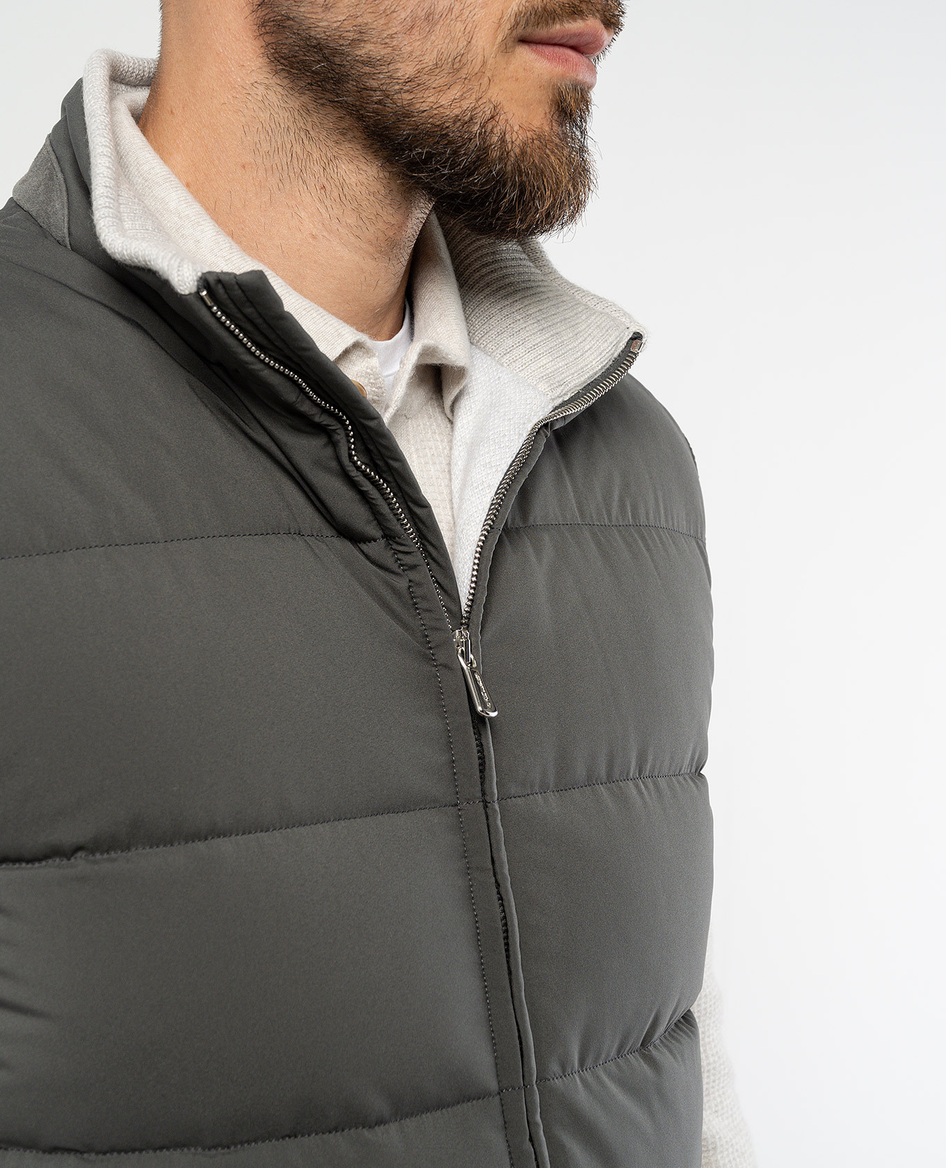 

Gray down vest with logo embroidery Enrico Mandelli, Grey