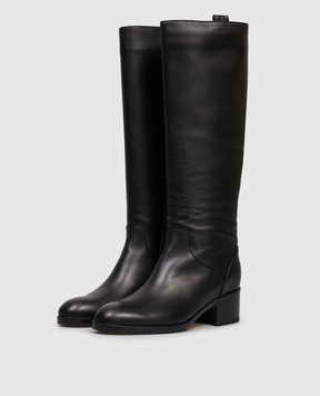 Doucal's Black leather boots with monil chain DD8831ROXAUF214