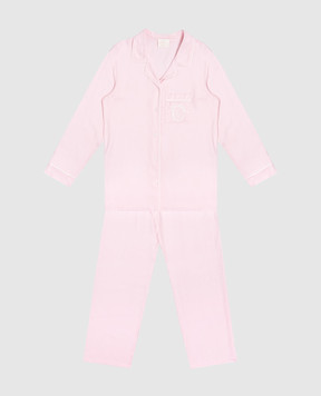 Story Loris Baby pink pajamas with logo emblem embroidery 36831816