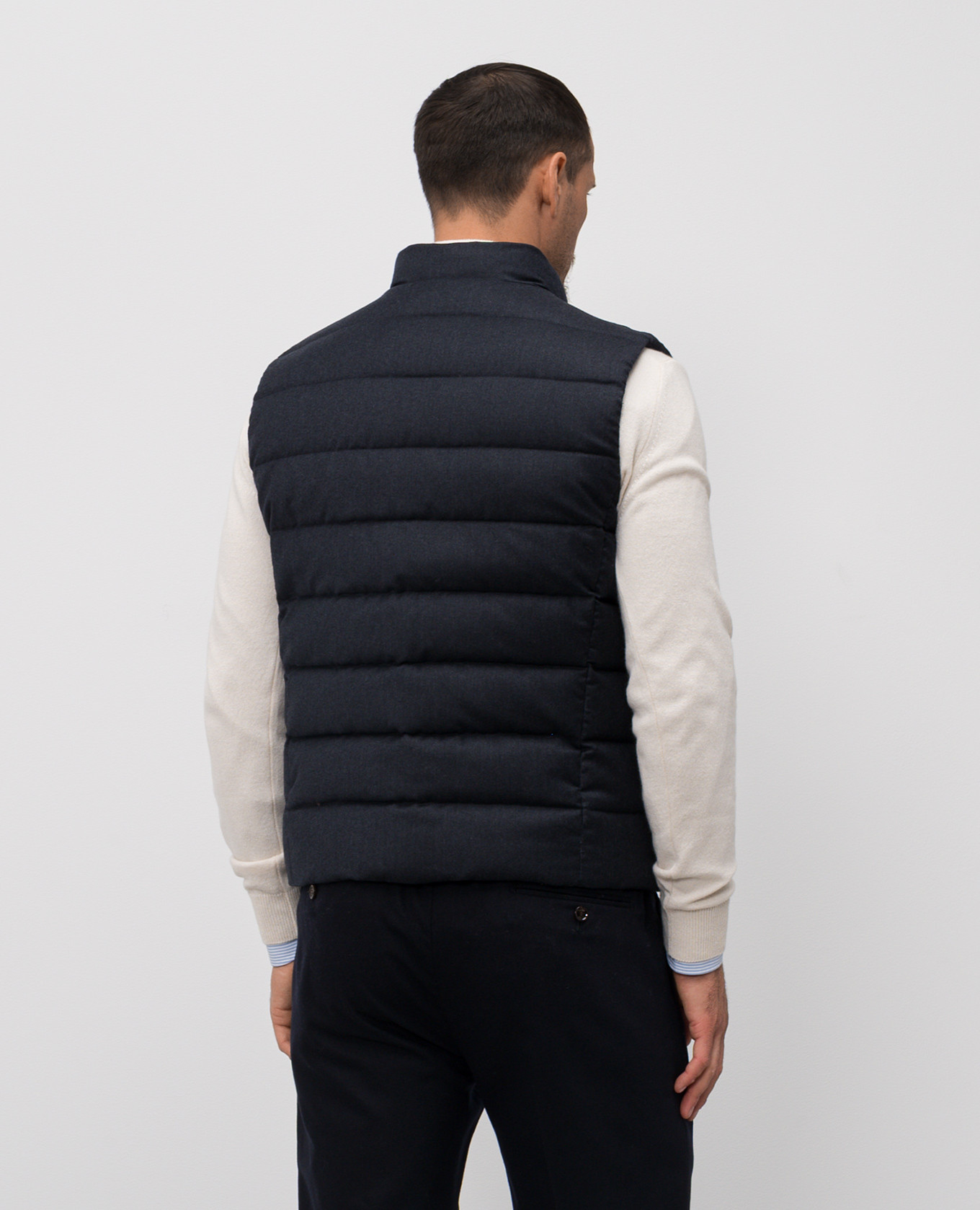 

OLIVER blue down vest made of wool and cashmere MooRER