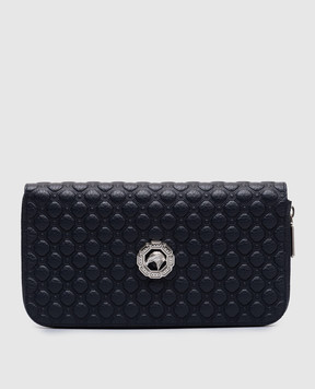 Stefano Ricci Blue leather wallet with a metal emblem in the form of an eagle head PP312GPVD1VD