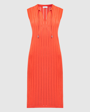 Peserico Red midi dress with monil chain S92240F1409173