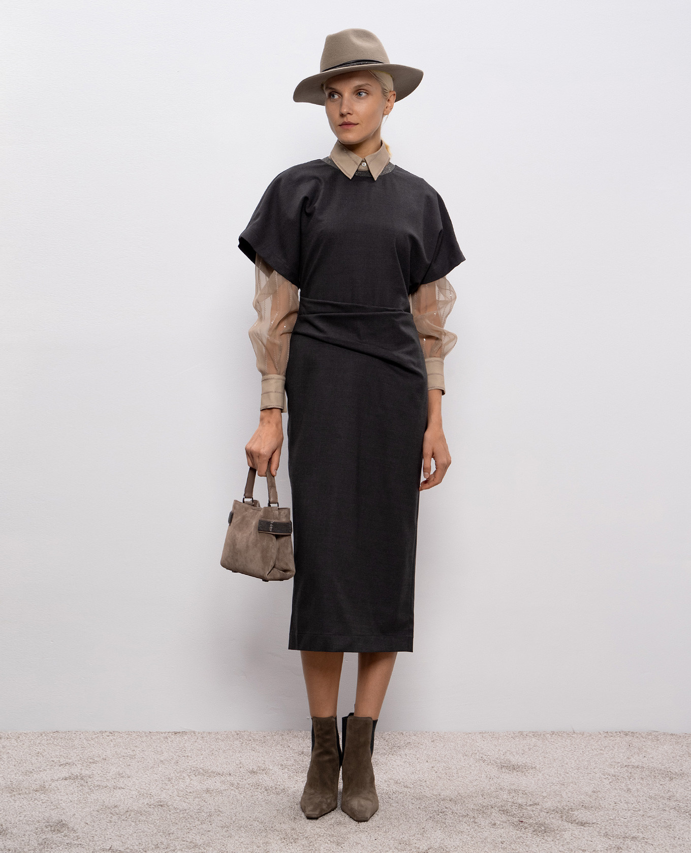 

Gray wool dress Brunello Cucinelli, Grey