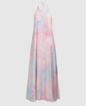 Peserico Purple dress in a print with an open back E0232304755