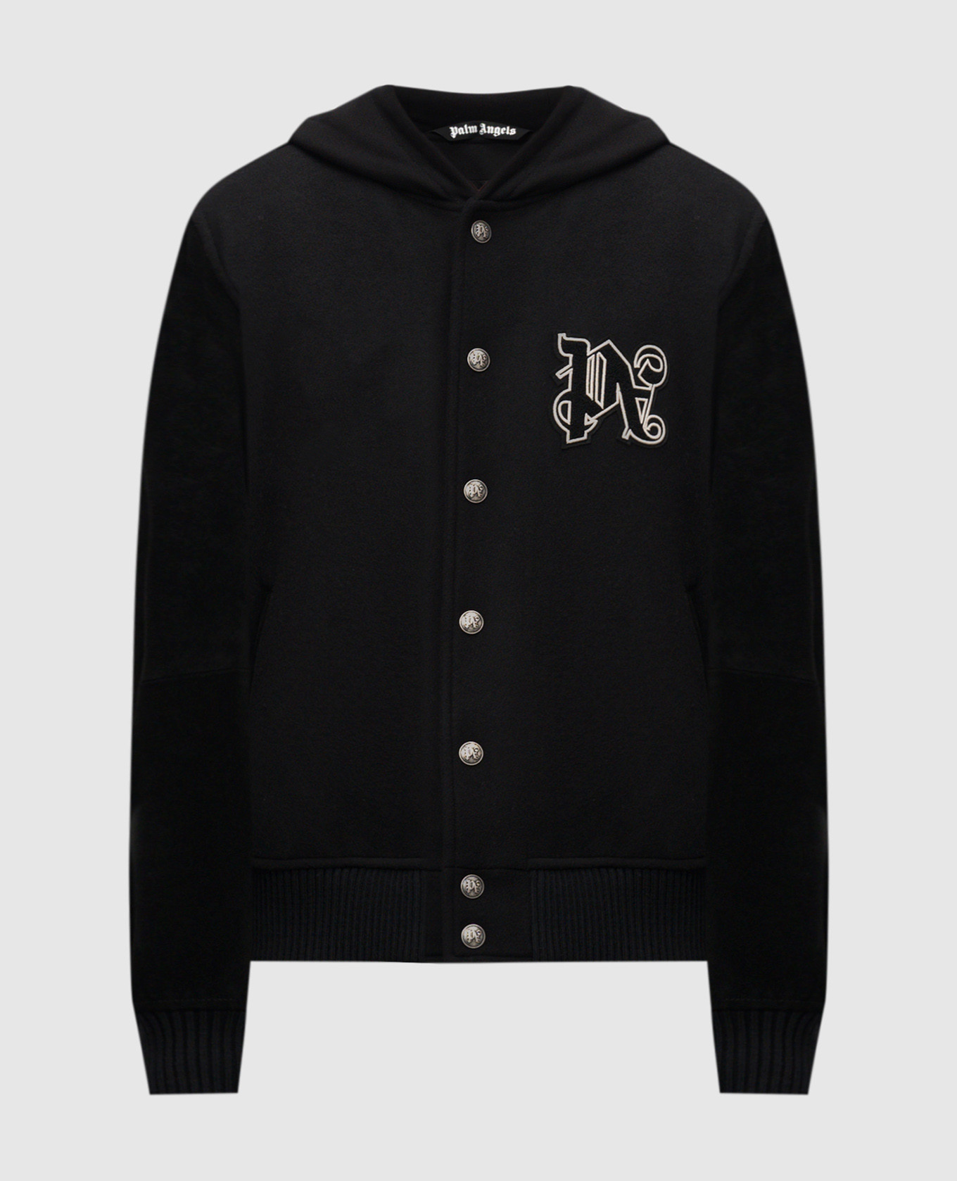 Scump/De Lux Palm Angels Black wool and suede combo jacket with logo