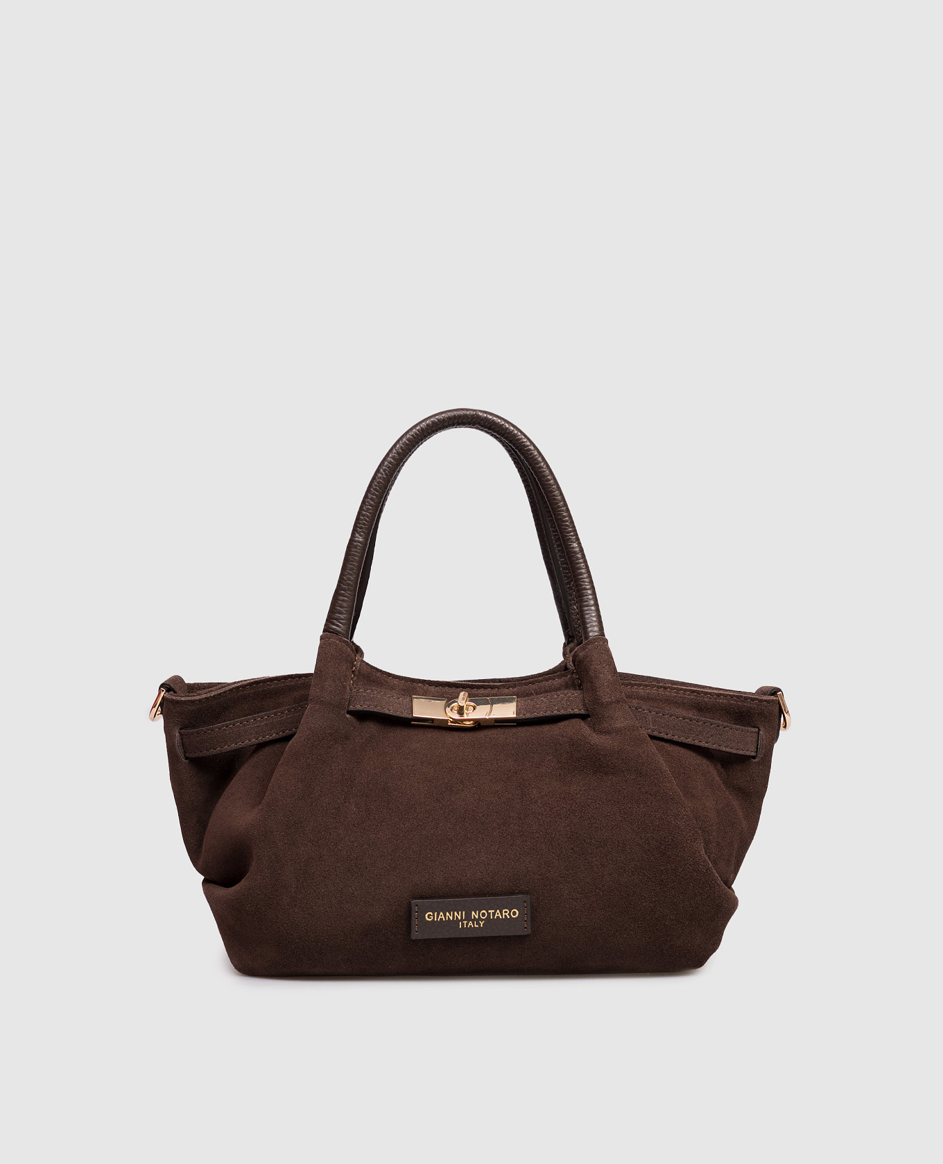 

Brown suede bag with logo Gianni Notaro