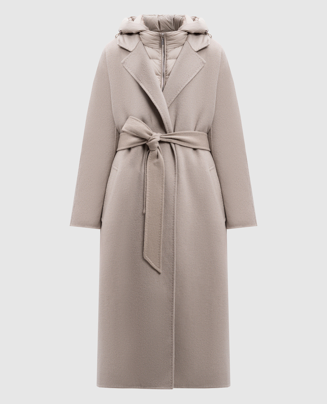 

Gray wool and cashmere scent coat with detachable down jacket MooRER, Grey