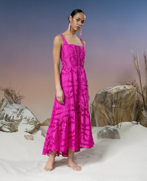 Charo Ruiz Pink Nyssi shirt dress with broderie embroidery 243620