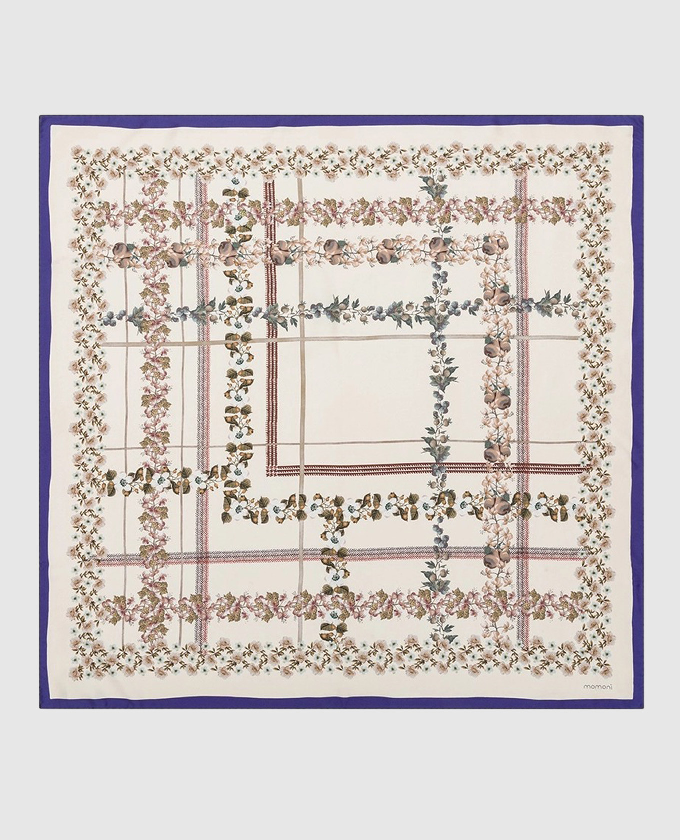 Beige Nipponia silk scarf with floral print Momoni