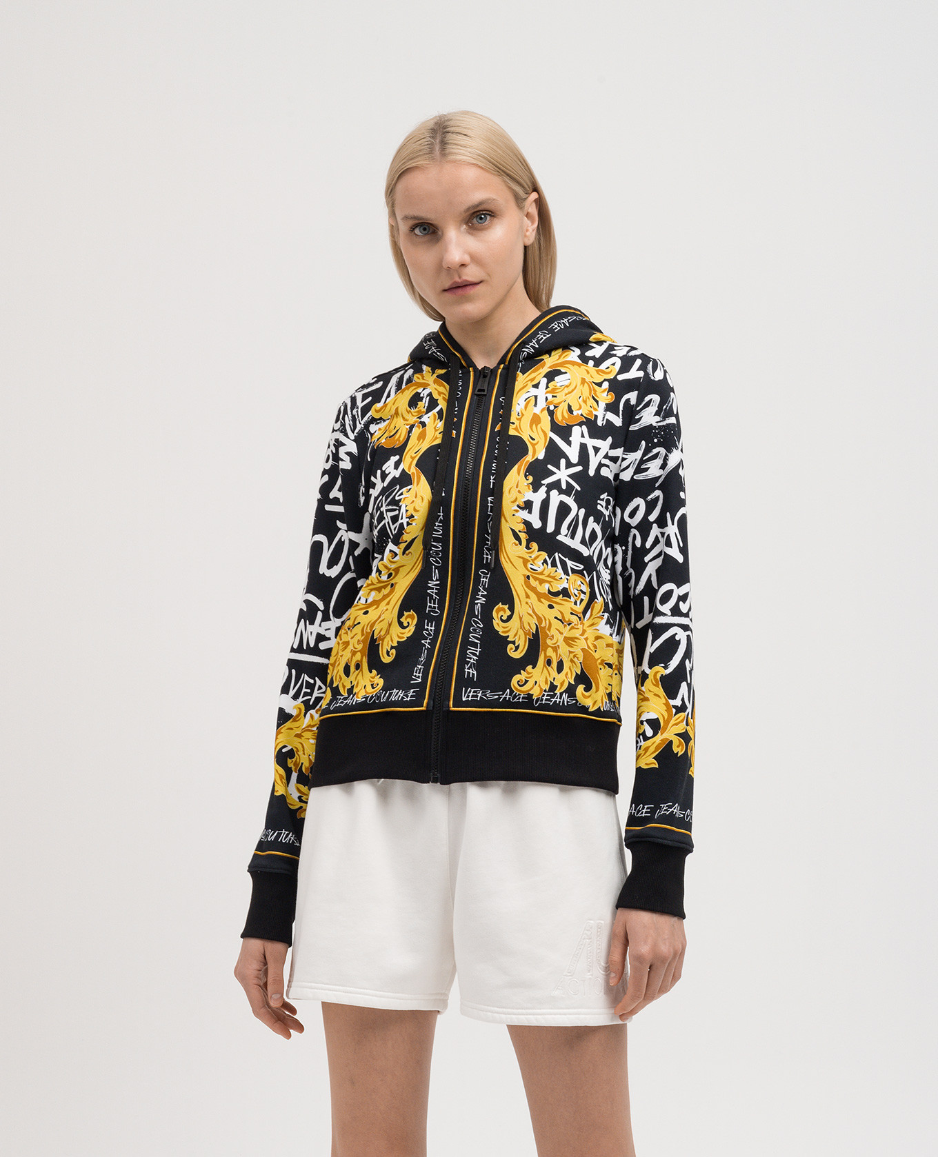 Black sports jacket in Barocco print Versace Jeans Couture 3