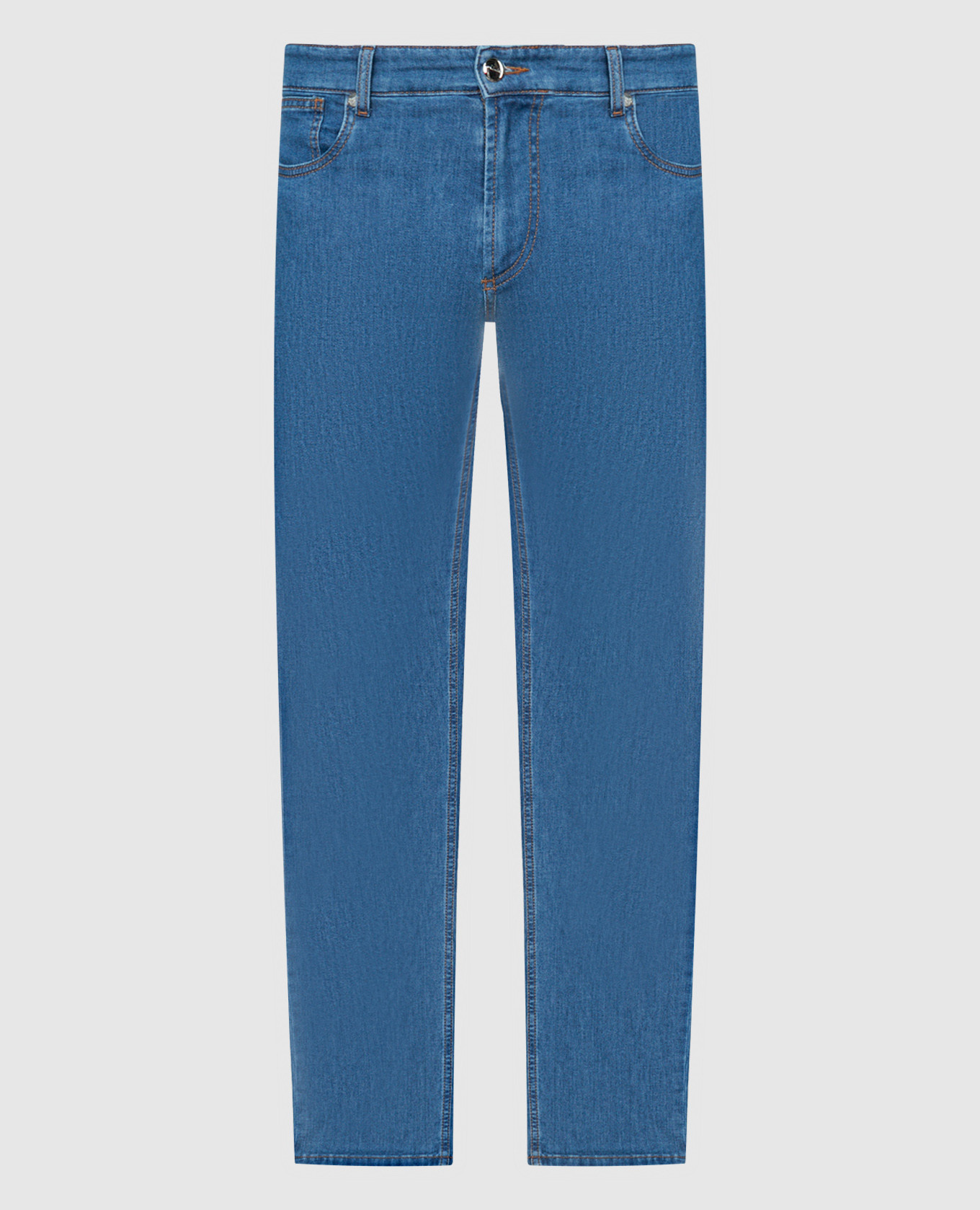 

Blue jeans with logo embroidery Enrico Mandelli, Light blue