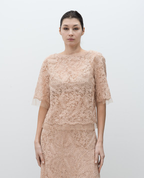 Ermanno Scervino Beige top with embroidery D462L300OEX