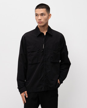 C.P. Company Black jacket with logo patch MOS090A005991G
