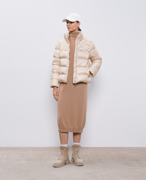 Peserico Beige wool, silk and cashmere dress with monil chain S92250F12B9018