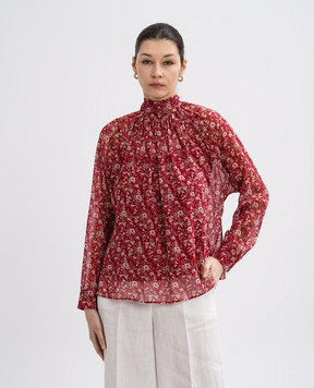 Max Mara Burgundy PANIA blouse made of silk with floral print PANIA