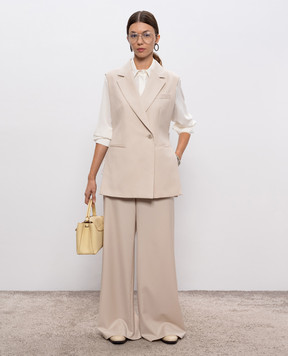 Peserico Beige wool pants with brand patch E0485005815