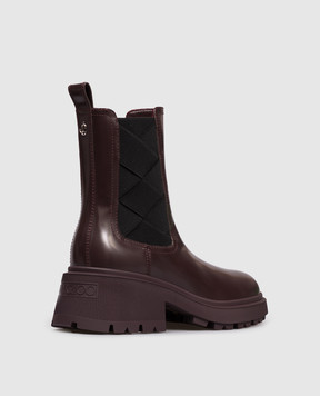 Jimmy Choo Louri Combat burgundy leather chelsea boots LOURICOMBATFLATXXF