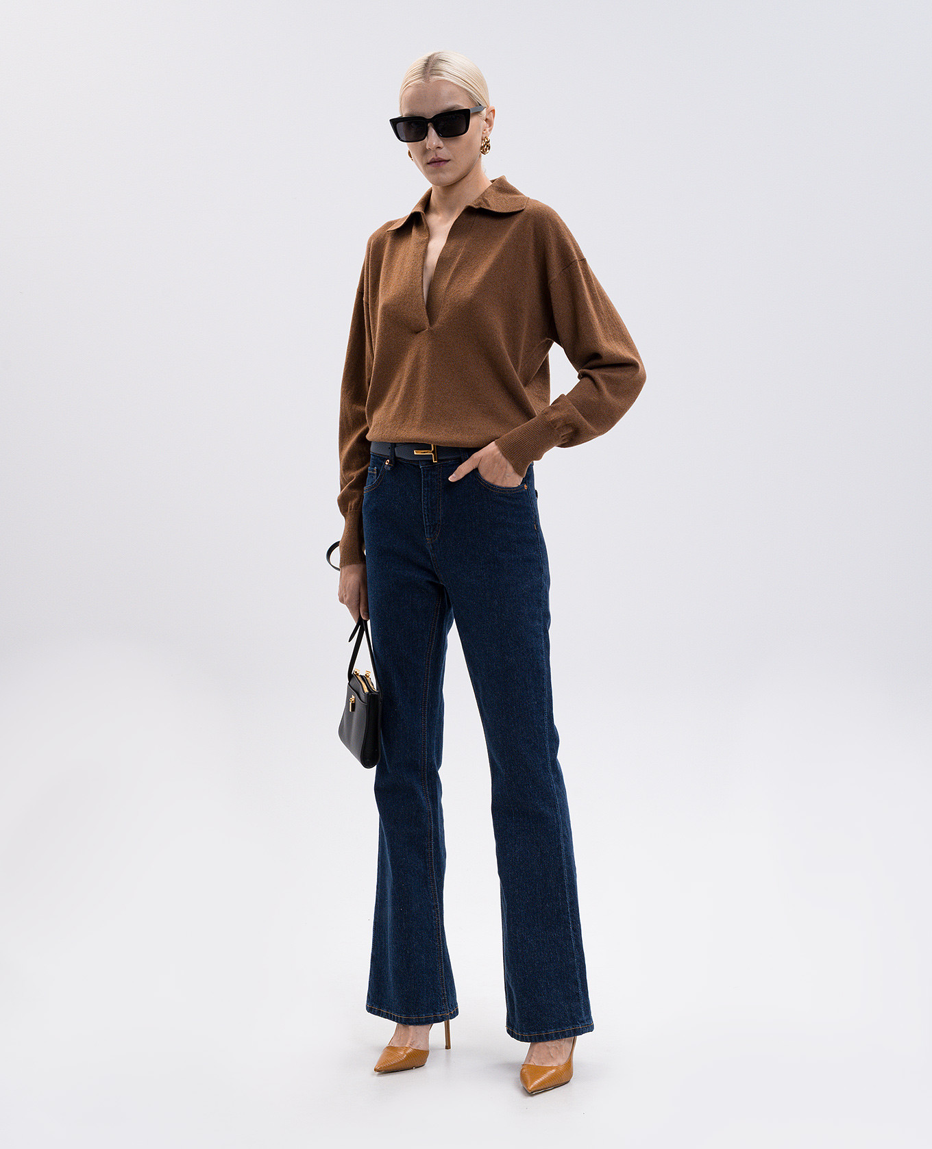 Brown cashmere pullover with polo collar Tom Ford 2