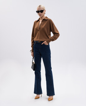 Tom Ford Brown cashmere pullover with polo collar MAK1391YAX899