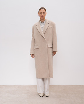 Brunello Cucinelli Beige wool and cashmere coat with monil chain MD5329861