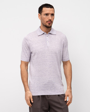 Brunello Cucinelli Purple polo with linen M2L00315