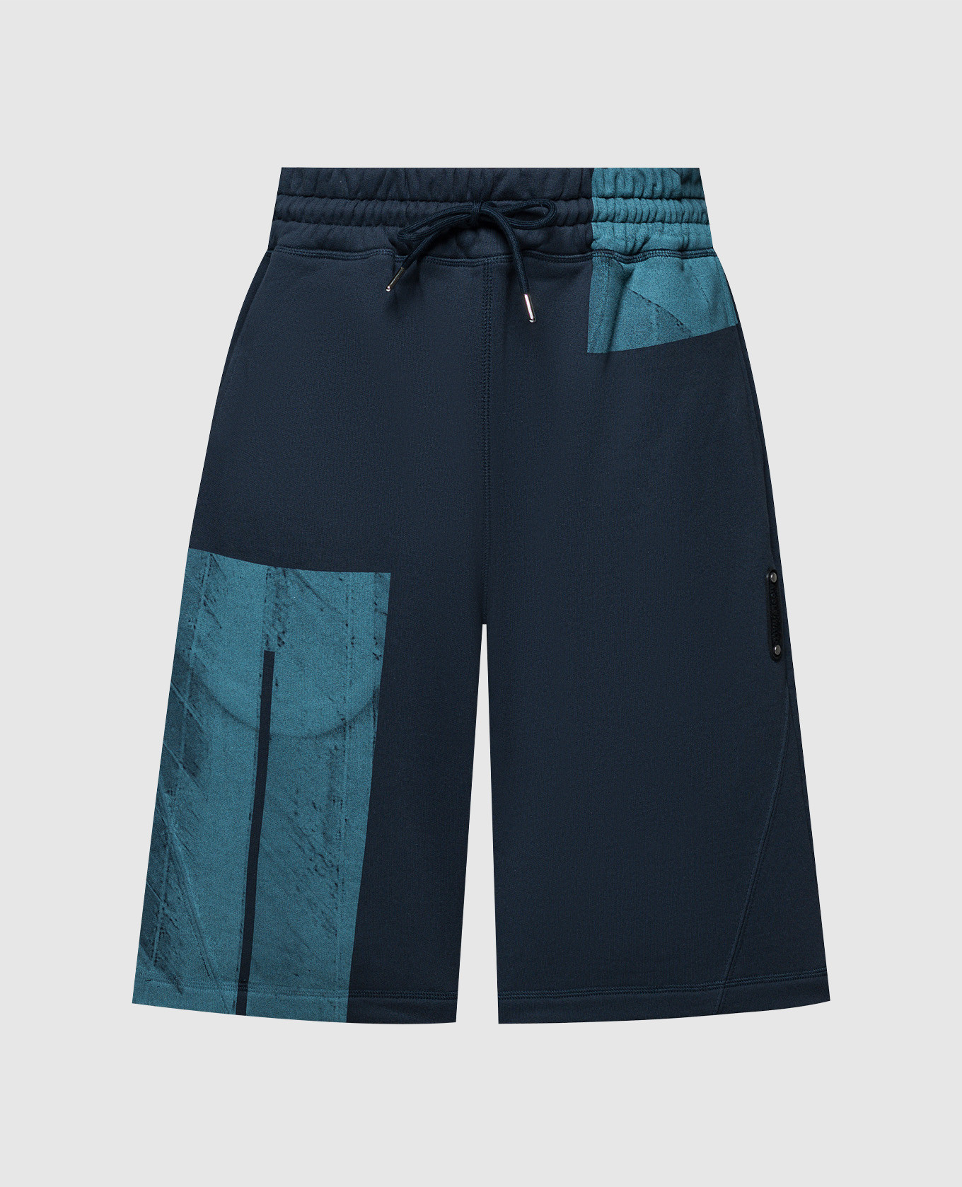 Blue shorts with a branded print a cold wall