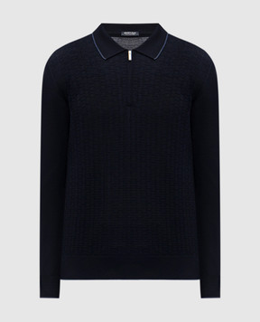 Bertolo Cashmere Blue wool and silk polo shirt 902519002532