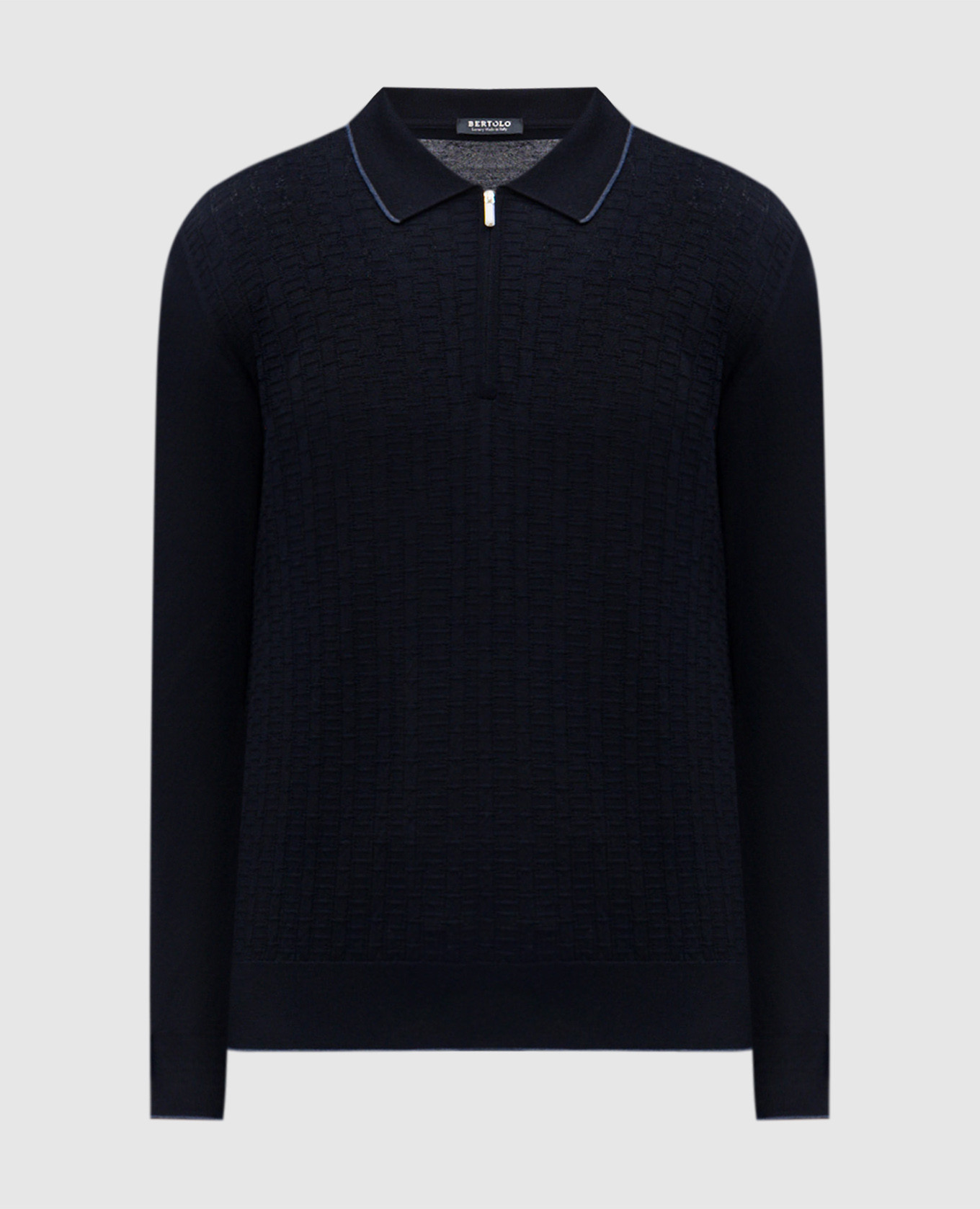 Blue wool and silk polo shirt