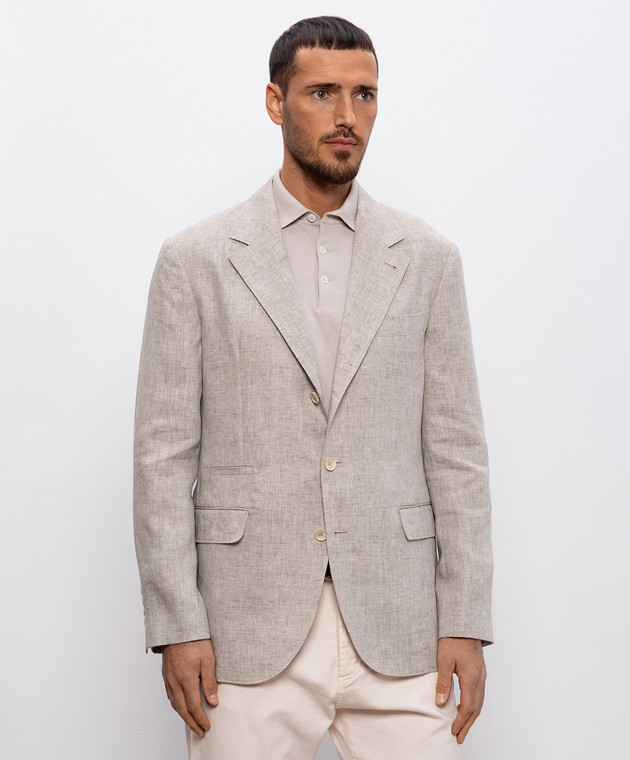 Brunello Cucinelli - Gray linen jacket MB4307BTD - shop with