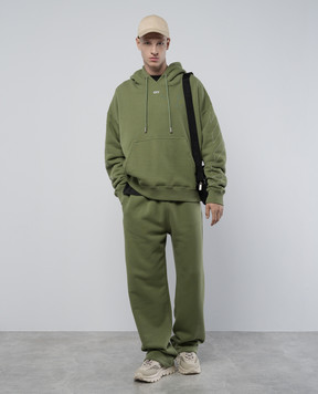 Off-White Green sweatpants with logo embroidery OMCH054F24FLE001