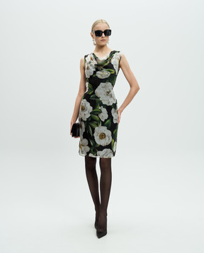 Dolce&Gabbana Black silk dress with floral print F6TLBTIS1XD