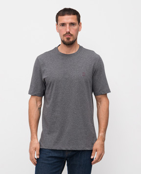 Brunello Cucinelli Gray T-shirt with heraldic emblem print M0B138440