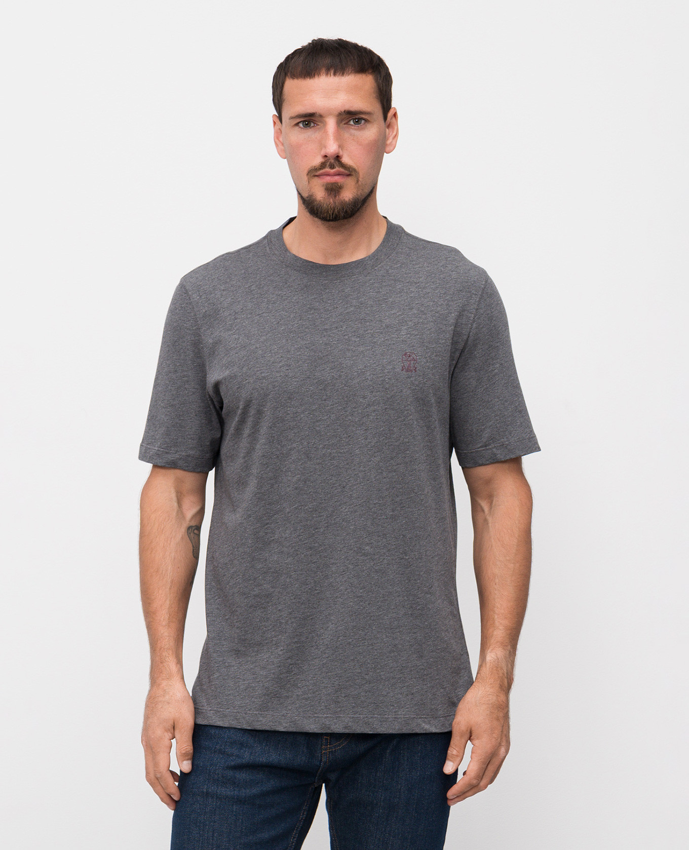 

Gray T-shirt with heraldic emblem print Brunello Cucinelli, Grey