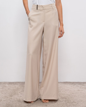 Peserico Beige wool pants with brand patch E0485005815