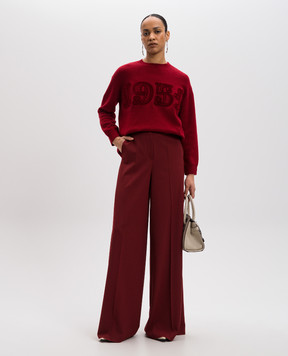 Max Mara FIDO red wool and cashmere jumper with textured branded pattern FIDO