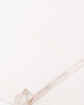 Blumarine White bedding set with logo embroidery with lace H0000210091