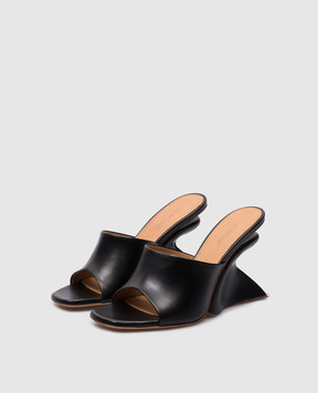 Off-White Black leather Jug mules with curved heels OWIJ042S24LEA001