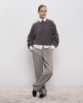 Brunello Cucinelli Dazzling grey cashmere and wool sequin sweater MBM738200