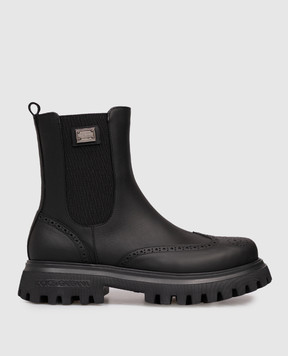Dolce&Gabbana Children's black leather shoes with perforations DA5295A63793136
