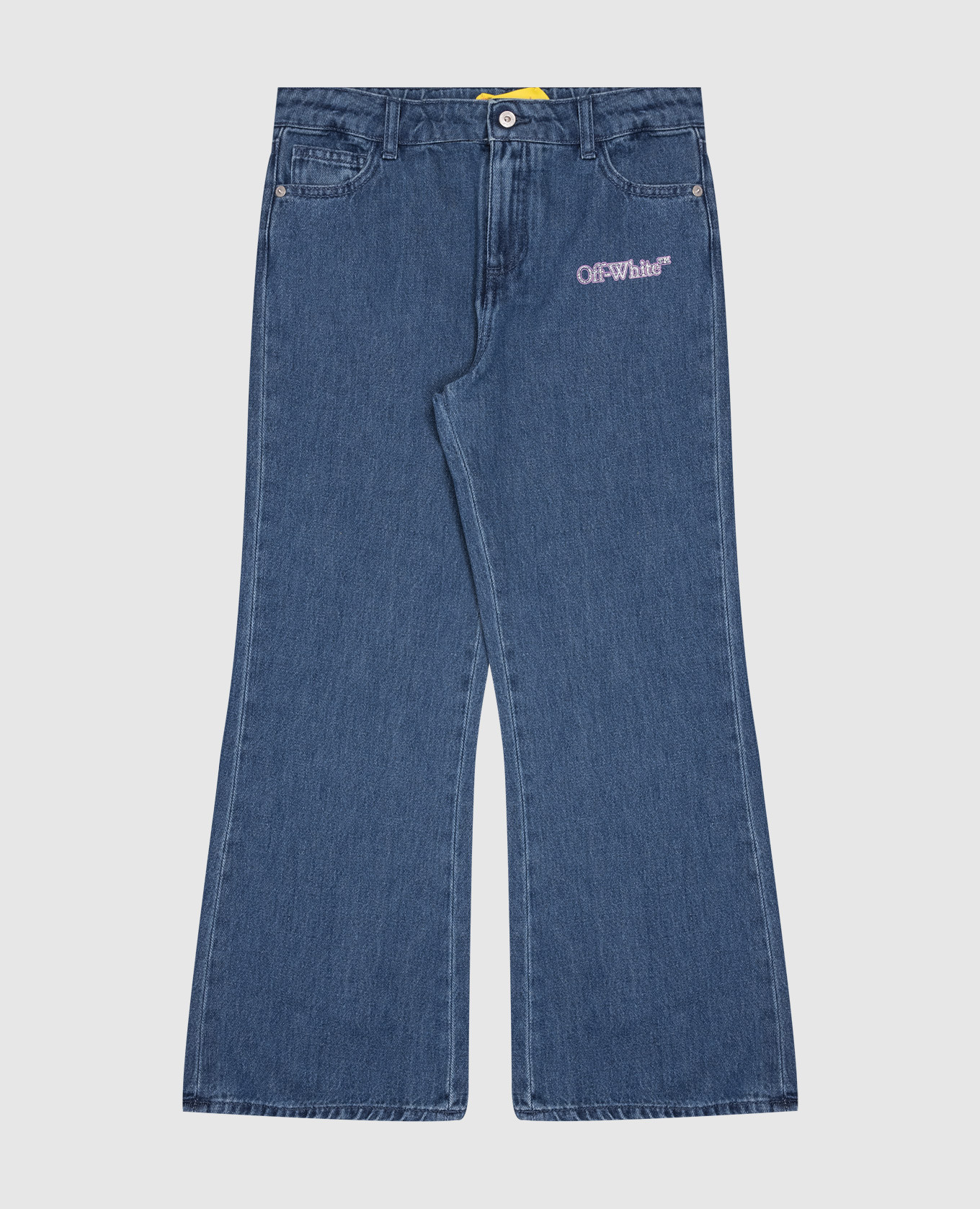 

Children's blue flared jeans with logo print Off-White