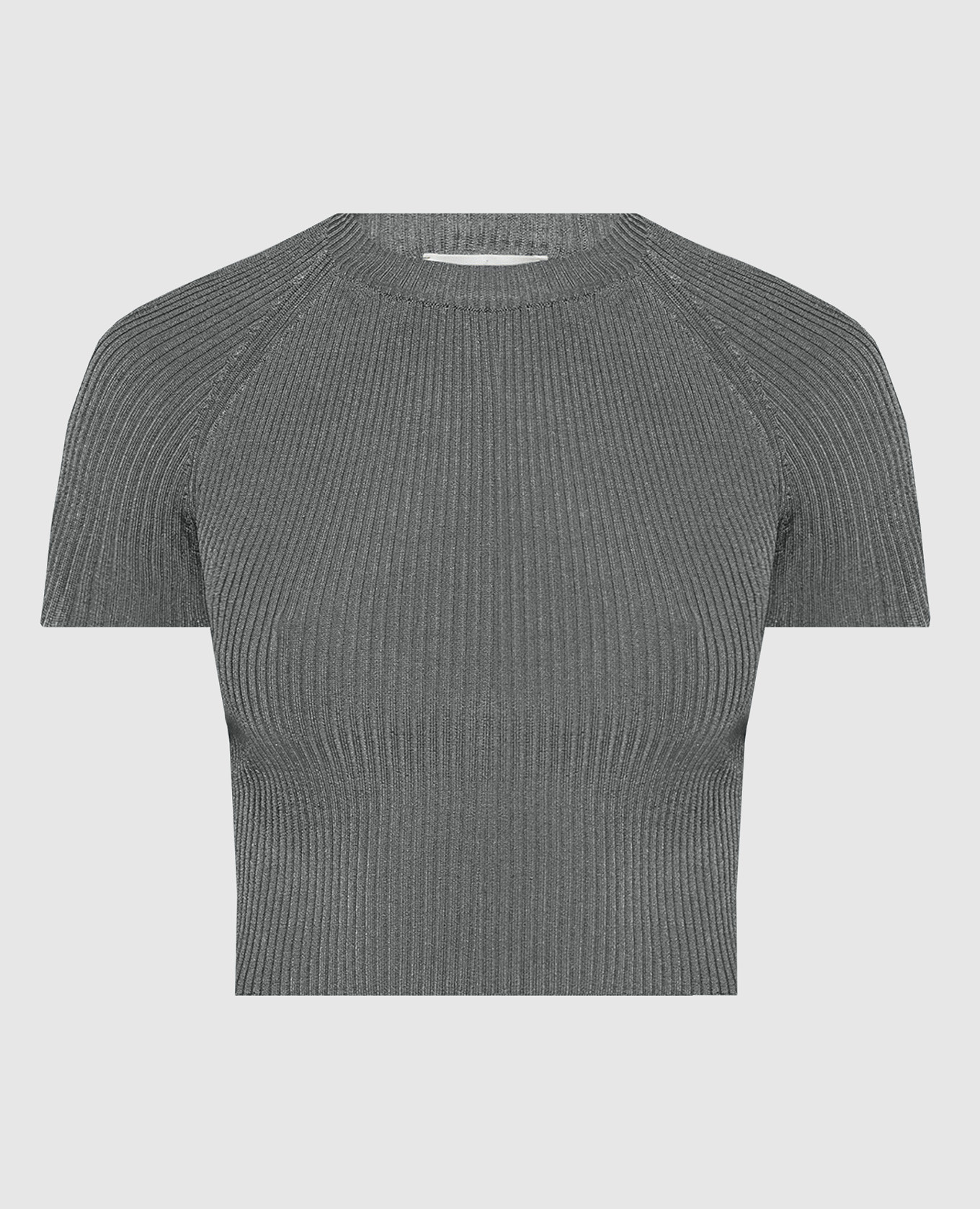 

Gray ribbed top with an open back Solotre, Синий