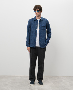 Kiton Blue shirt with wool and silk UMCBUBAK0617E