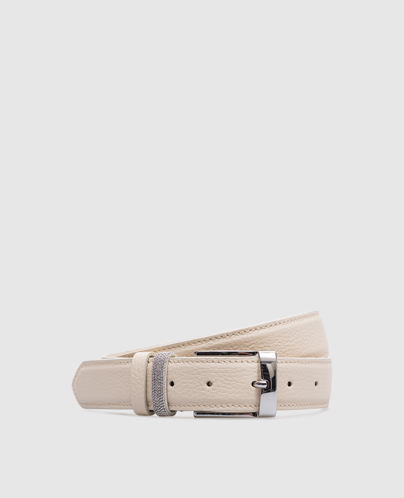 Beige leather belt with monil chain Peserico