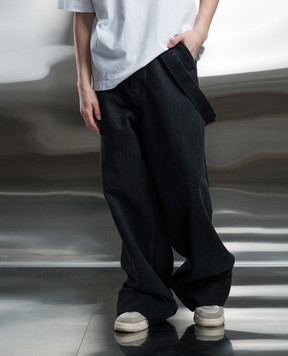 Off-White 90s Logo jeans in gray with a logo patch OMYA187S24DEN002