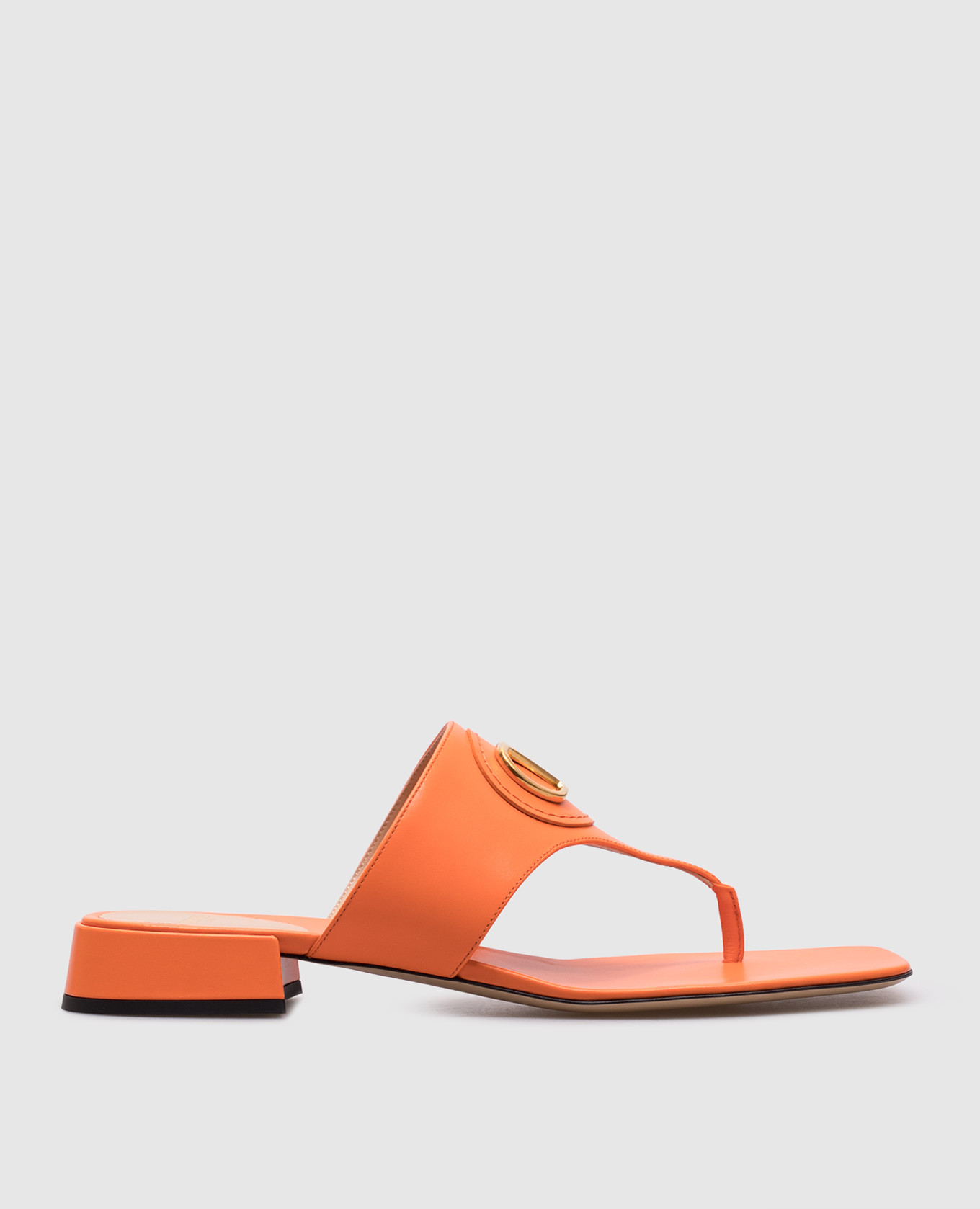 Orange leather flip-flops with logo Valentino