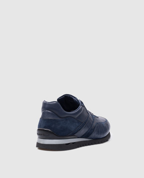 Stefano Ricci Blue leather sneakers with logo UF017G6213CSVTSD
