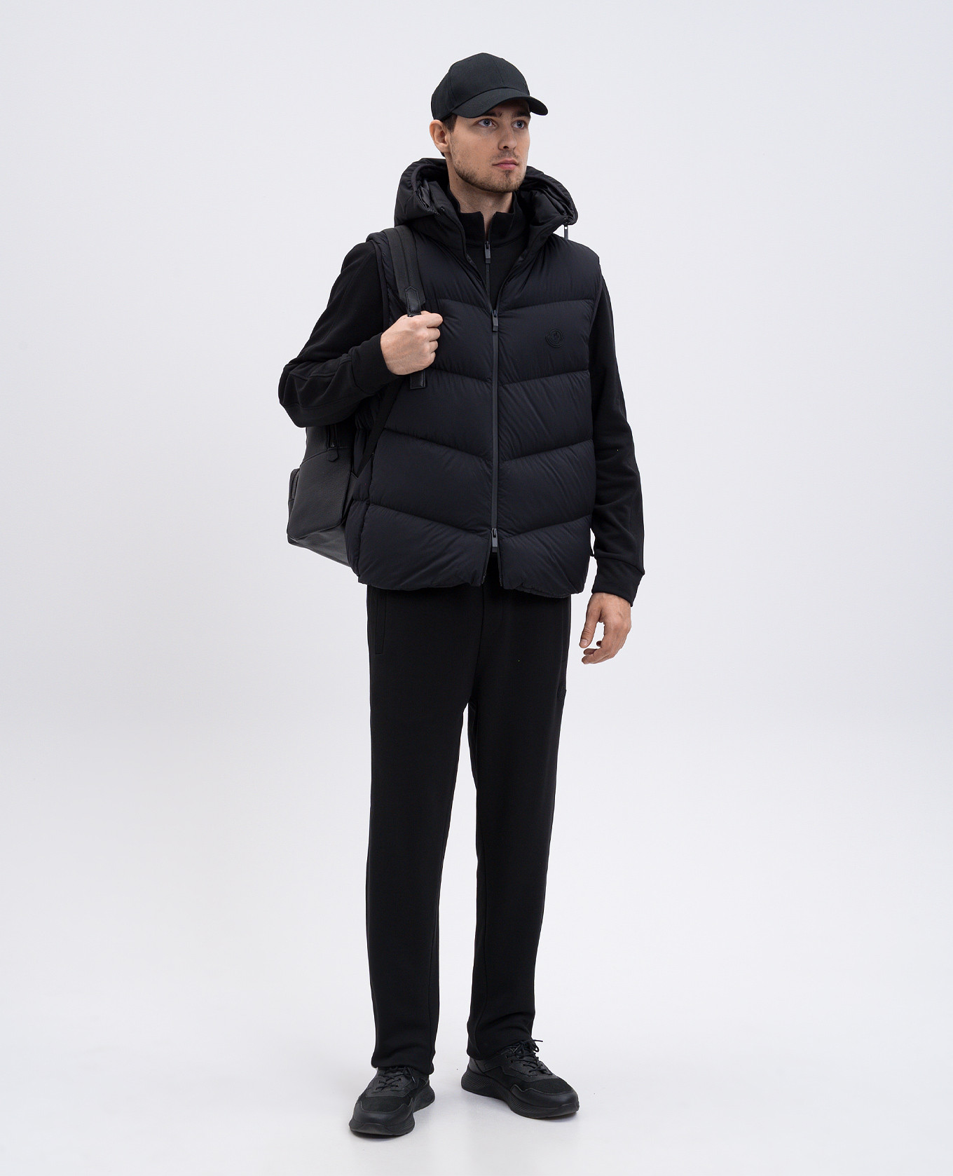 Black sports jacket with logo patch Moncler 2