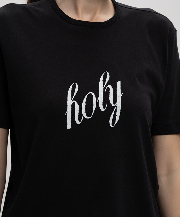 Ann Demeulemeester Tシャツ 黒 ブラック S Ann Demeulemeester - Black T-shirt with Holy print