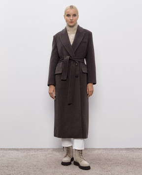 Brunello Cucinelli Brown double-breasted wool and cashmere coat MD5329893